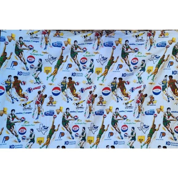 RARE Vintage 60’s 70’s ABA American Basketball Association Fabric 108" x 90" - Picture 2 of 10